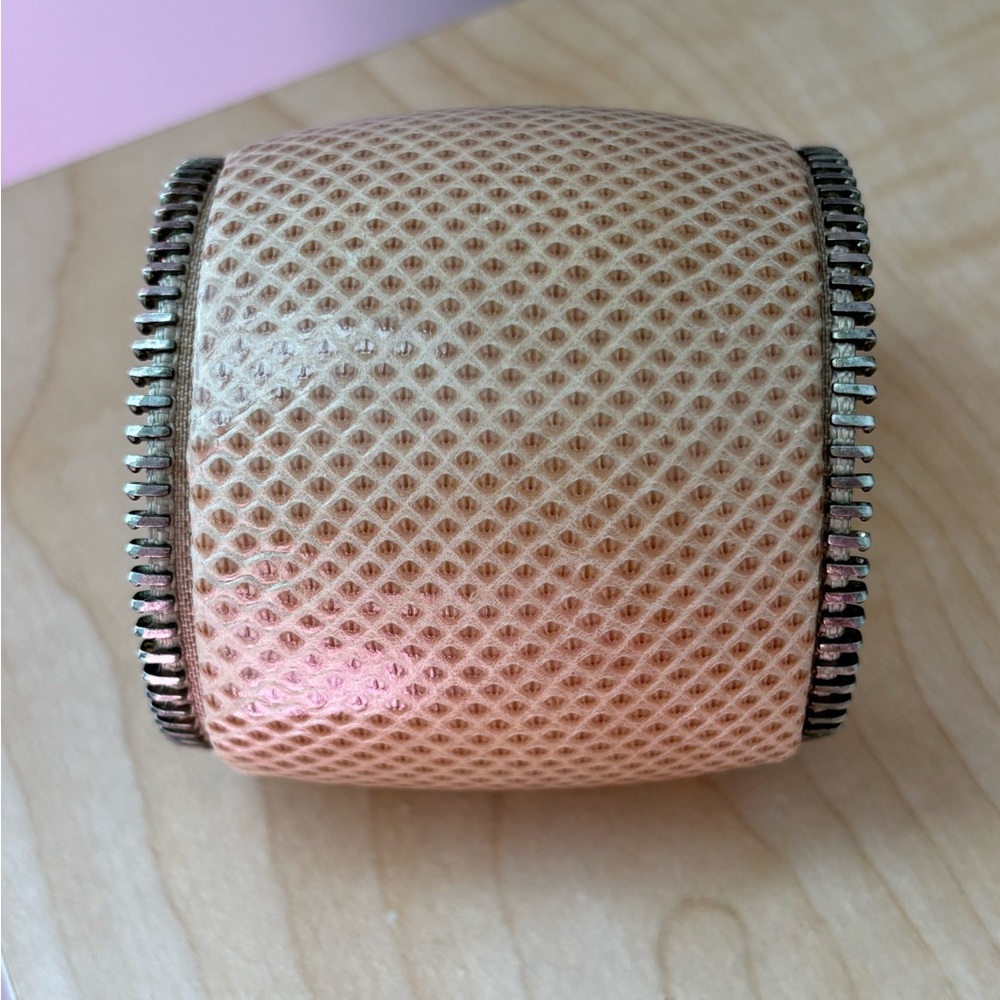 Ted Rossi tan snakeskin cuff bracelet/ fits wrist size 6.5 in/ silver to… - Picture 2 of 6